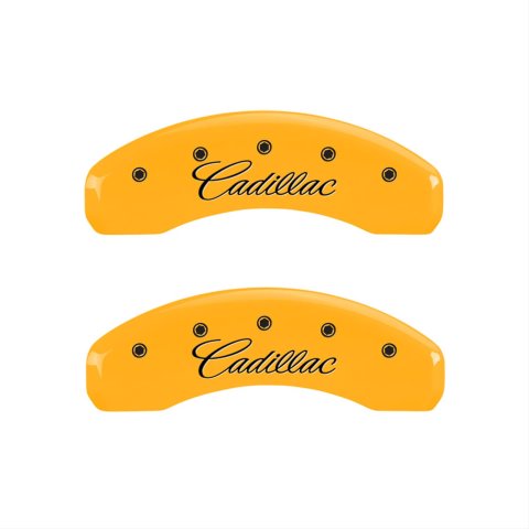 MGP 4 Caliper Covers Engraved F & R Cursive/Cadillac Yellow Finish Black Char 2007 Cadillac DTS thumbnail 2