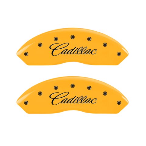 MGP 4 Caliper Covers Engraved Front Cadillac Rear XLR Yellow Finish Black Char 2004 Cadillac CTS thumbnail 4