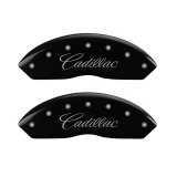 MGP 4 Caliper Covers Engraved F & R Cursive/Cadillac Black Finish Silver Char 2017 Cadillac XT5 thumbnail 7