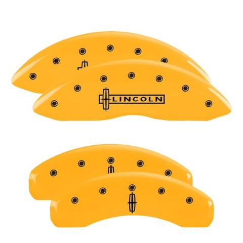 MGP 4 Caliper Covers Engraved F & R Cursive/Cadillac Yellow Finish Black Char 2017 Cadillac XT5 thumbnail 7