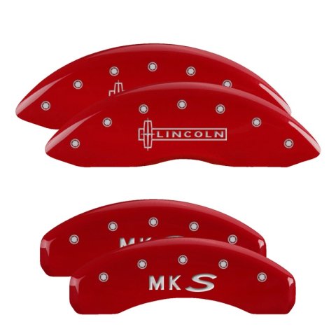 MGP 4 Caliper Covers Engraved Front & Rear MGP Red Finish Silver Characters 2019 Cadillac XT5 thumbnail 5