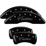 MGP 4 Caliper Covers Engraved F & R Cursive/Cadillac Black Finish Silver Char 2016 Cadillac CT6 thumbnail 3