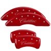 MGP 4 Caliper Covers Engraved Front & Rear Cursive/Cadillac Red Finish Silver Char 2016 Cadillac CT6 thumbnail 5