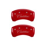 MGP 4 Caliper Covers Engraved Front & Rear Cursive/Cadillac Red Finish Silver Char 2016 Cadillac CT6 thumbnail 6