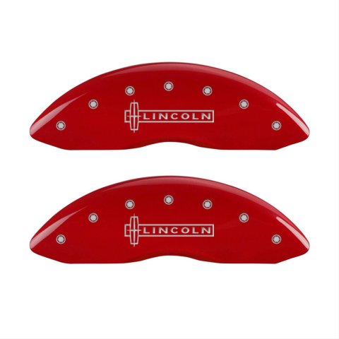 MGP 4 Caliper Covers Engraved Front Lincoln Rear Star Logo Red Finish Silver Char 2019 Lincoln MKZ thumbnail 1
