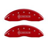 MGP 4 Caliper Covers Engraved Front & Rear Lincoln Red Finish Silver Char 2017 Lincoln MKZ thumbnail 6