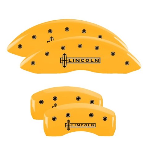 MGP 4 Caliper Covers Engraved Front & Rear Lincoln Yellow Finish Black Char 2019 Lincoln Continental thumbnail 3