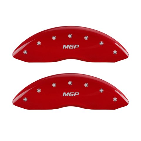 MGP 4 Caliper Covers Engraved Front & Rear MGP Red Finish Silver Char 2019 Lincoln Continental thumbnail 3