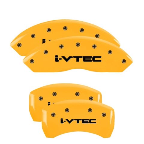 MGP 4 Caliper Covers Engraved Front & Rear I-Vtec Yellow Finish Black Char 2019 Acura RDX thumbnail 1