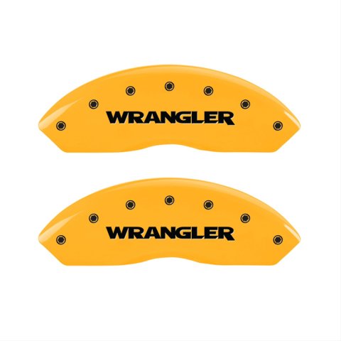 MGP 2 Caliper Covers Engraved Front Wrangler Yellow Finish Black Char 2006 Jeep Wrangler