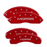 MGP 4 Caliper Covers Engraved Front & Rear Mopar Red Finish Silver Char 2019 Jeep Wrangler thumbnail 1