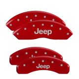 MGP 4 Caliper Covers Engraved Front & Rear Jeep Red Finish Silver Char 2018 Jeep Wrangler thumbnail 2