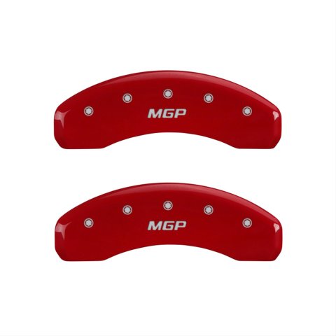 MGP 4 Caliper Covers Engraved Front & Rear MGP Red Finish Silver Characters 2018 Tesla S thumbnail 2
