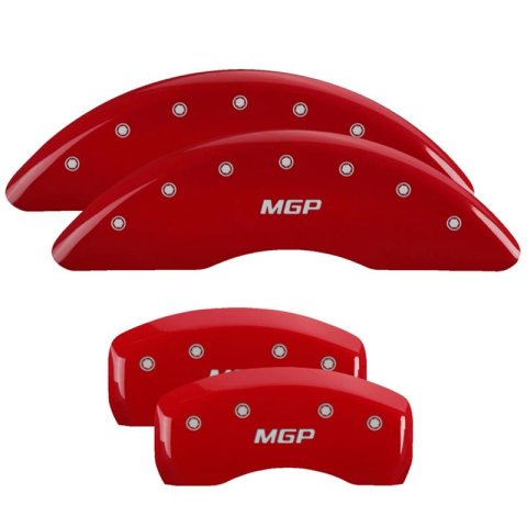 MGP 4 Caliper Covers Engraved Front & Rear MGP Red Finish Silver Characters 2018 Genesis G80 thumbnail 1