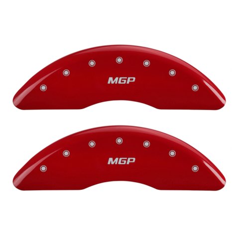 MGP 4 Caliper Covers Engraved Front & Rear MGP Red Finish Silver Characters 2018 Genesis G80 thumbnail 2