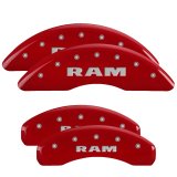 MGP 4 Caliper Covers Engraved Front & Rear 2019 Ram 1500 Red Finish Silver RAM Logo thumbnail 1