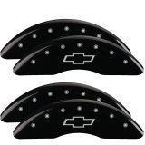 MGP 4 Caliper Covers Engraved Front & Rear Bowtie Black finish silver ch 20+ Silverado 2500 HD thumbnail 3