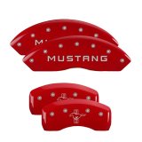 MGP 4 Caliper Covers Engraved Front Mustang Engraved Rear Bar & Pony Red finish silver ch thumbnail 3