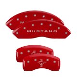 MGP 4 Caliper Covers Engraved Front Mustang Engraved Rear Bar & Pony Red finish silver ch thumbnail 4