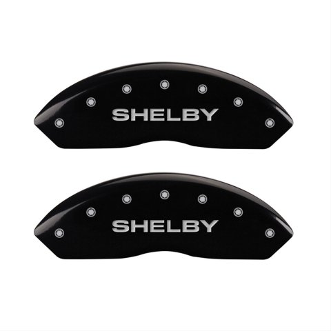 MGP 4 Caliper Covers Engraved Front Shelby Engraved Rear Tiffany Snake Black finish silver ch