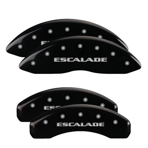 MGP 4 Caliper Covers Engraved Front & Rear Cursive/Cadillac Black finish silver ch thumbnail 2