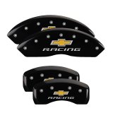 MGP 4 Caliper Covers Engraved Front & Rear Chevy racing Black finish silver ch thumbnail 1