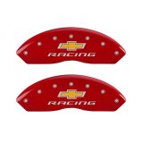 MGP 4 Caliper Covers Engraved Front & Rear Chevy racing Red finish silver ch thumbnail 2