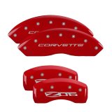 MGP 4 Caliper Covers Engraved Front C5/Corvette Engraved Rear C5/Z06 Red finish silver ch thumbnail 3