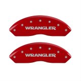 MGP Front set 2 Caliper Covers Engraved Front WRANGLER Red finish silver ch thumbnail 1