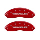 MGP Front set 2 Caliper Covers Engraved Front WRANGLER Red finish silver ch thumbnail 4