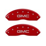 MGP Front set 2 Caliper Covers Engraved Front GMC Red finish silver ch thumbnail 4