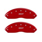 MGP Front set 2 Caliper Covers Engraved Front MGP Red finish silver ch thumbnail 2