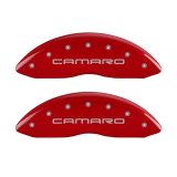 MGP 4 Caliper Covers Engraved Front Gen 4/Camaro Engraved Rear Gen 4/Z28 Red finish silver ch thumbnail 4