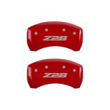 MGP 4 Caliper Covers Engraved Front Gen 4/Camaro Engraved Rear Gen 4/Z28 Red finish silver ch thumbnail 5