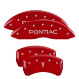 MGP 4 Caliper Covers Engraved Front Pontiac Engraved Rear Arrow Red finish silver ch thumbnail 2