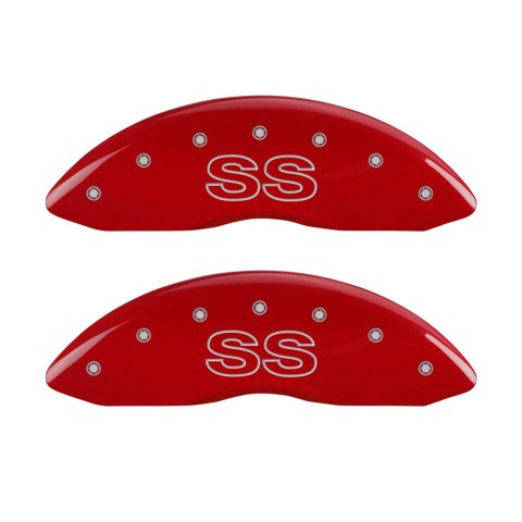 MGP 4 Caliper Covers Engraved Front & Rear Classic/SS Red finish silver ch
