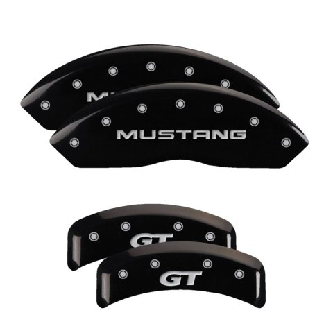 MGP 4 Caliper Covers Engraved Front Mustang Engraved Rear SN95/GT Black finish silver ch thumbnail 4