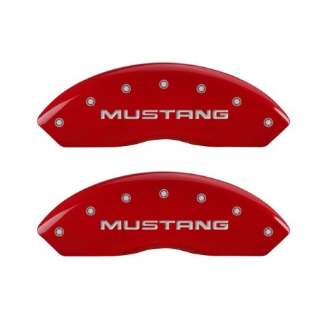 MGP 4 Caliper Covers Engraved Front Mustang Engraved Rear SN95/GT Red finish silver ch thumbnail 1