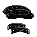 MGP 4 Caliper Covers Engraved Front Mustang Engraved Rear Pony Black finish silver ch thumbnail 3