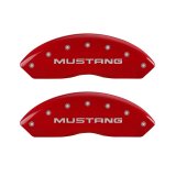 MGP 4 Caliper Covers Engraved Front Mustang Engraved Rear Pony Red finish silver ch thumbnail 1
