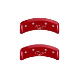 MGP 4 Caliper Covers Engraved Front Mustang Engraved Rear Pony Red finish silver ch thumbnail 3