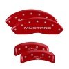 MGP 4 Caliper Covers Engraved Front Mustang Engraved Rear Pony Red finish silver ch thumbnail 6