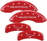 MGP 4 Caliper Covers Engraved Front Mustang Engraved Rear Pony Red finish silver ch thumbnail 8