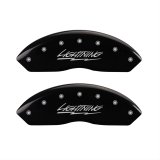 MGP 4 Caliper Covers Engraved Front & Rear Lightning Black finish silver ch thumbnail 1