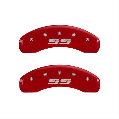 MGP 4 Caliper Covers Engraved Front & Rear Silverado style/SS Red finish silver ch thumbnail 2