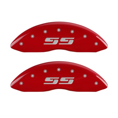 MGP 4 Caliper Covers Engraved Front & Rear Silverado style/SS Red finish silver ch thumbnail 7