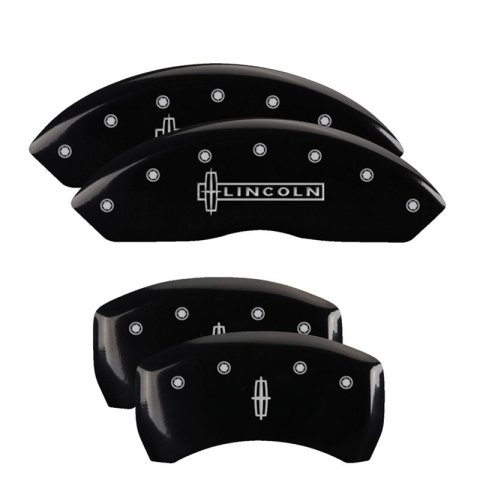 MGP 4 Caliper Covers Engraved Front Lincoln Engraved Rear Star logo Black finish silver ch thumbnail 3
