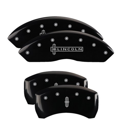 MGP 4 Caliper Covers Engraved Front Lincoln Engraved Rear Star logo Black finish silver ch thumbnail 6