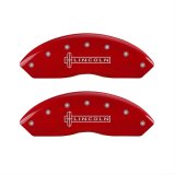 MGP 4 Caliper Covers Engraved Front Lincoln Engraved Rear Star logo Red finish silver ch thumbnail 1