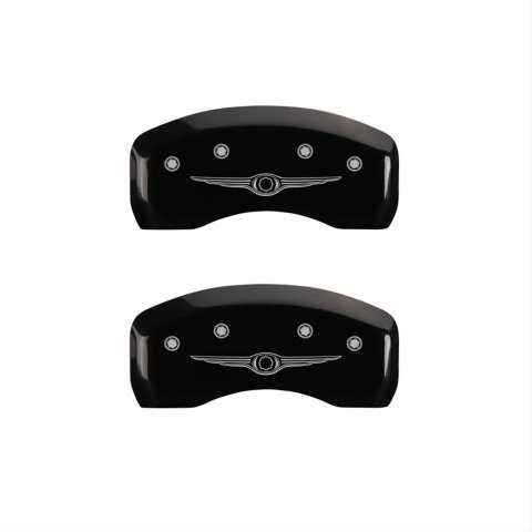 MGP 4 Caliper Covers Engraved Front & Rear Style 1/Chrysler Wing Black finish silver ch thumbnail 1